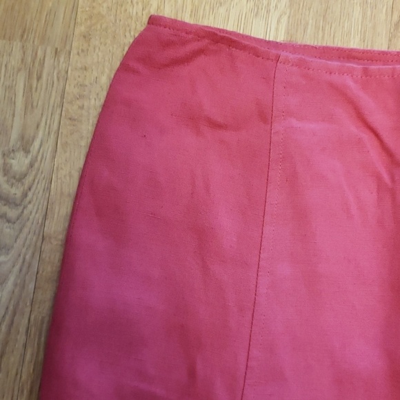 Salmon pink linen blend career skirt 2P - Picture 2 of 2